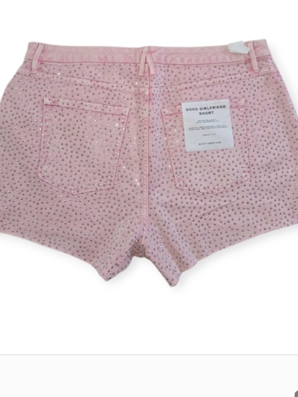 Good American Pink Studded Denim Shorts - Picture 6 of 12